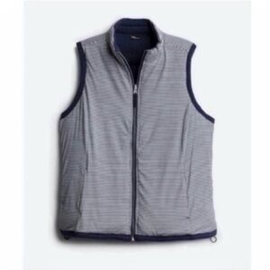 Plus Size Tulley Reversible Down Puffer Vest Blue White Stripes